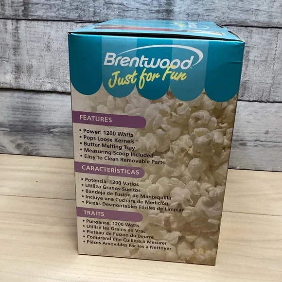 BRENTWOOD PC-486R 8-CUP HOT AIR POPCORN MAKER, RED - Picture 11 of 13